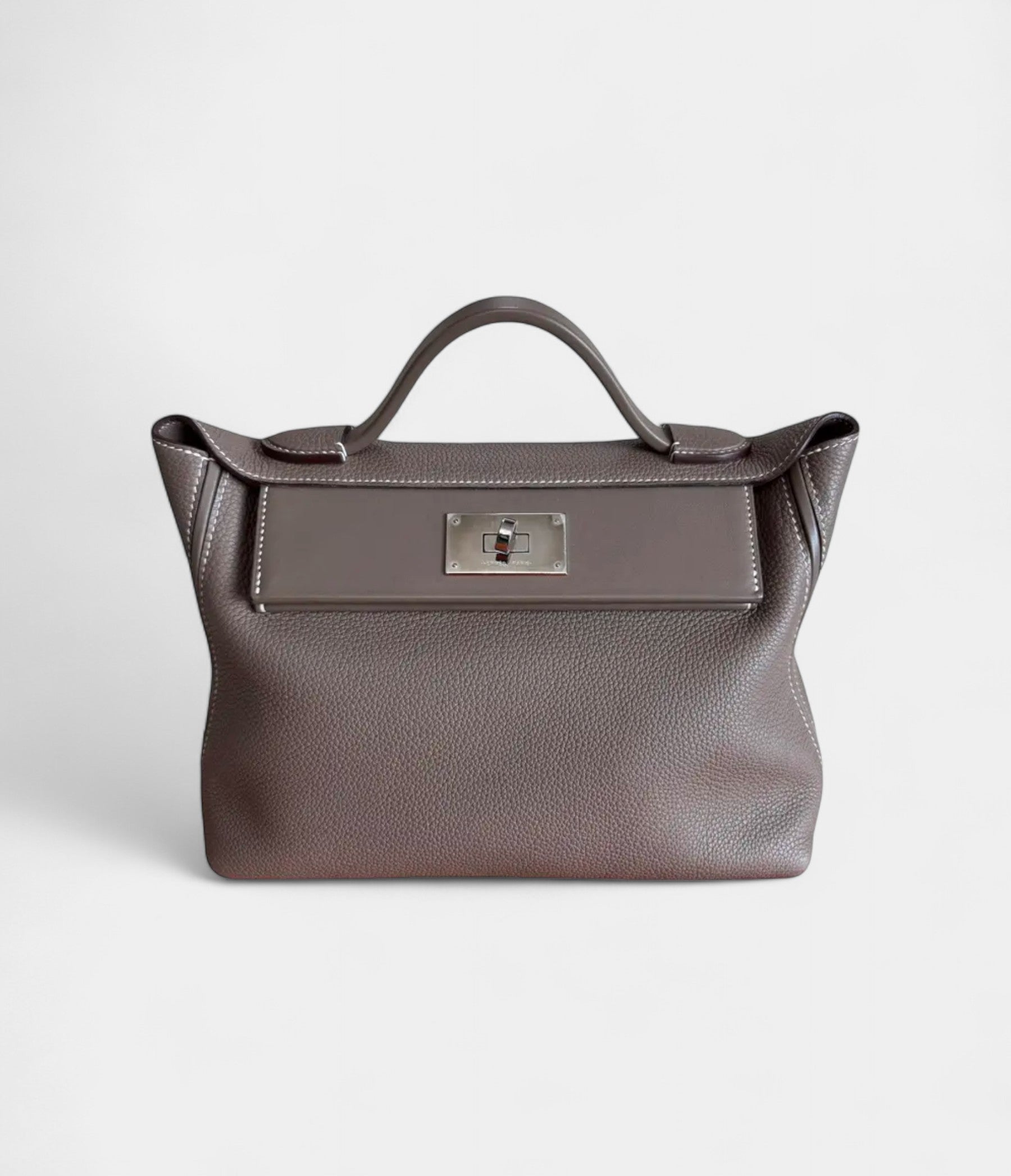 Hermès 24/24 Handmade in Grey Silver Tone Leather with Palladium Hardware