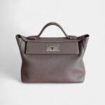 Hermès 24/24 Handmade in Grey Silver Tone Leather with Palladium Hardware