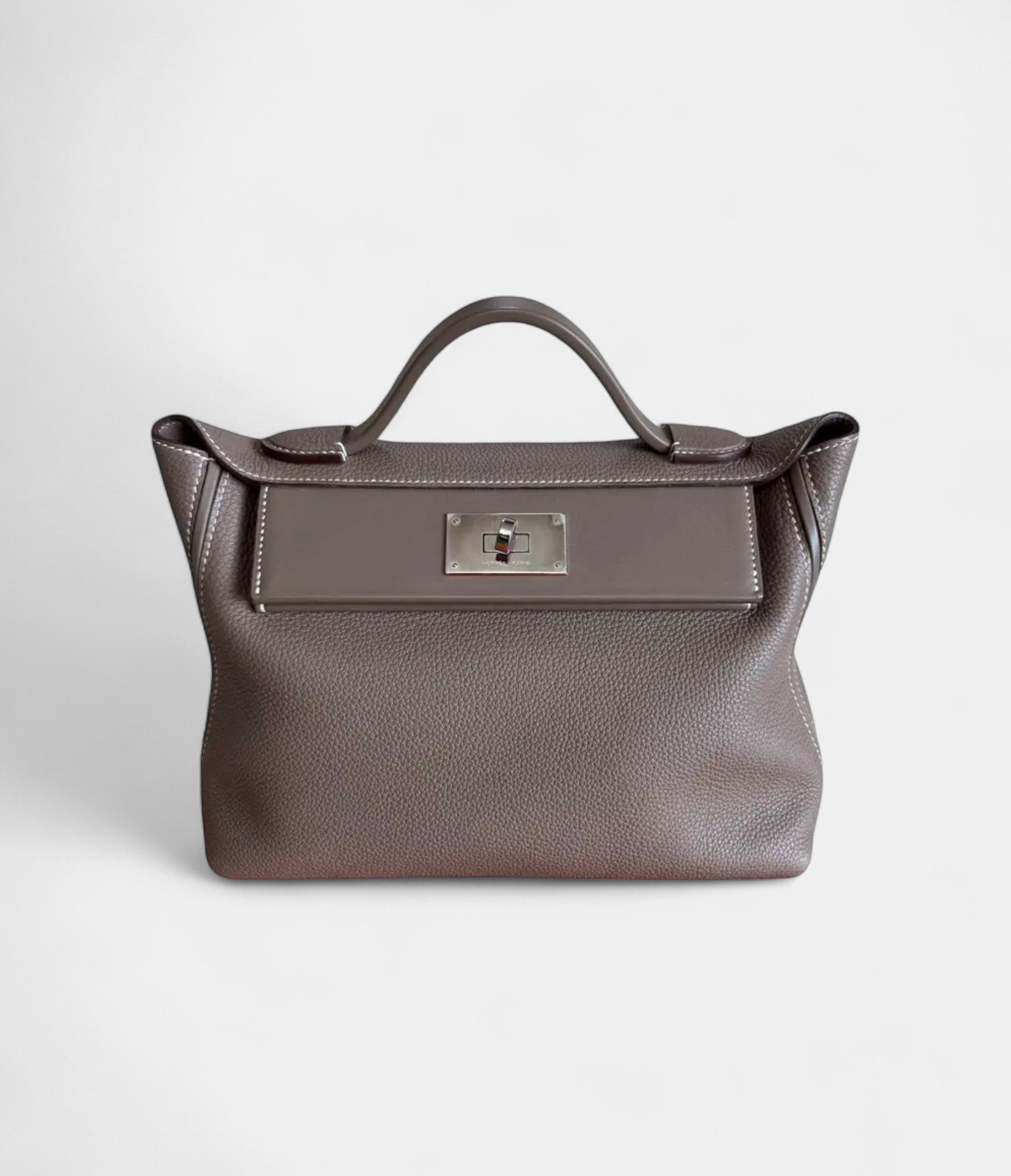 Hermès 24/24 Handmade in Grey Silver Tone Leather with Palladium Hardware