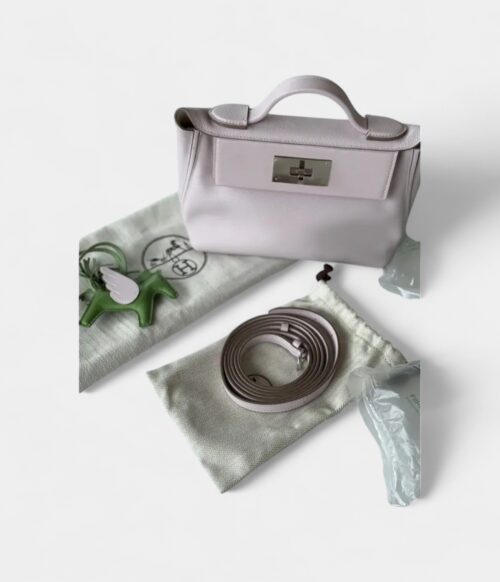 Hermès 24/24 Handmade in Pink Leather with Palladium Hardware