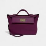 Hermès 24/24 Handmade in Purple Leather with Palladium Hardware