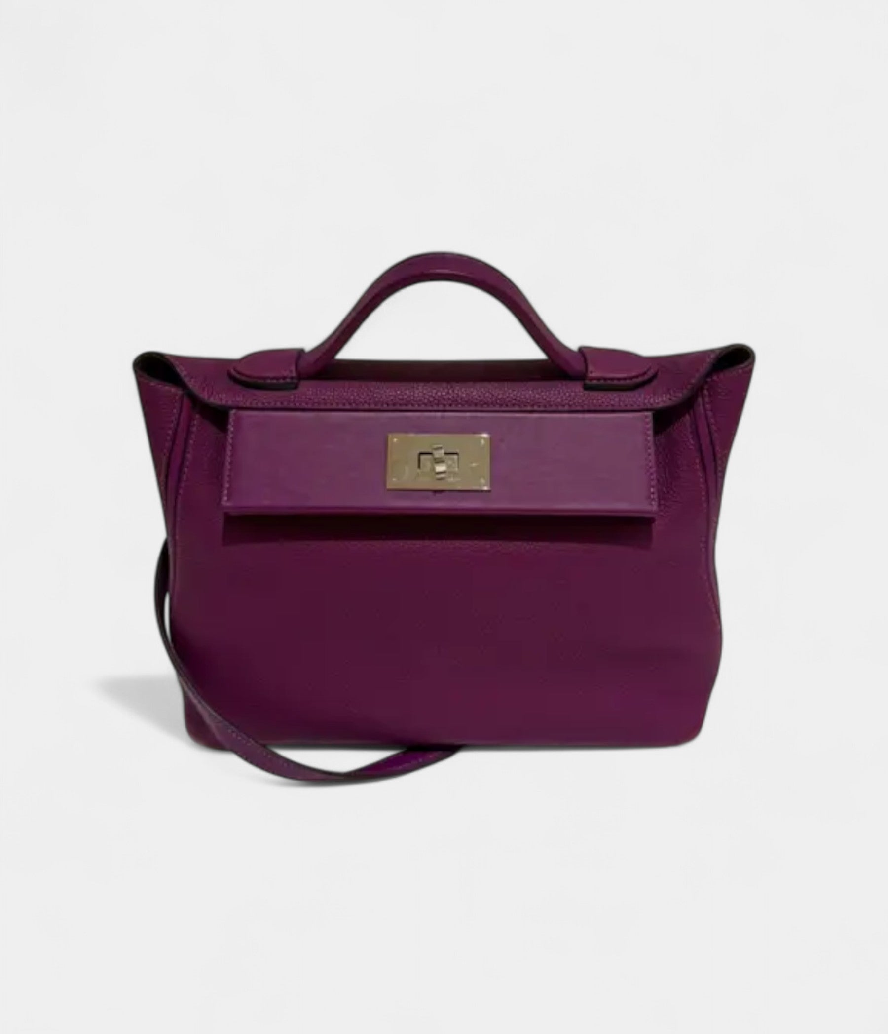 Hermès 24/24 Handmade in Purple Leather with Palladium Hardware