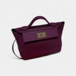 Hermès 24/24 Handmade in Purple Leather with Palladium Hardware