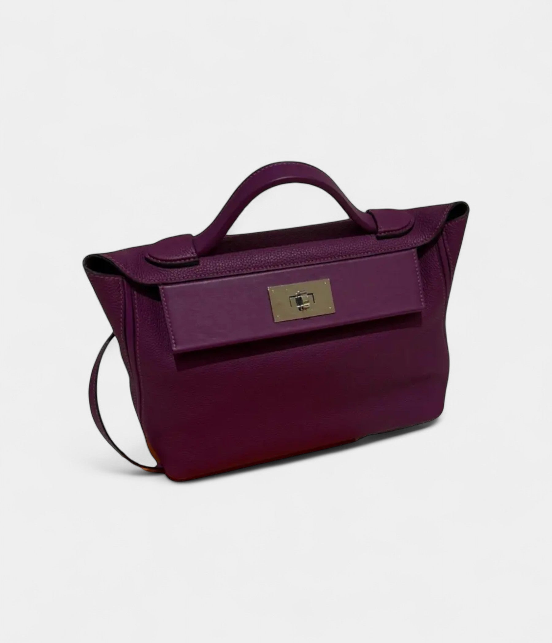 Hermès 24/24 Handmade in Purple Leather with Palladium Hardware