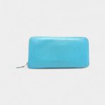 Hermes Azap Bleu Paon Blue Chevre Leather Zip Around Long Wallet