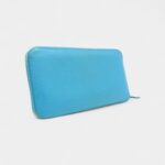Hermes Azap Bleu Paon Blue Chevre Leather Zip Around Long Wallet