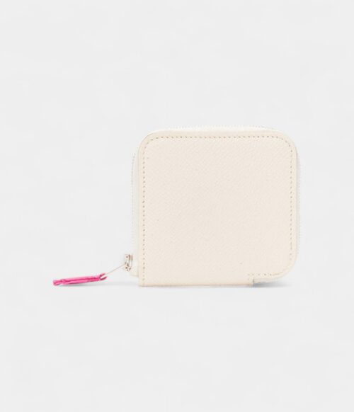 Hermes Azap Compact White Leather Pink Printed Wallet