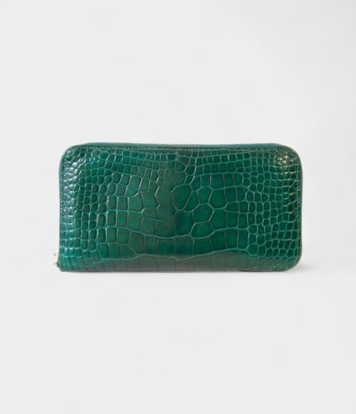 Hermès Azap Crocodile Green Leather Wallet
