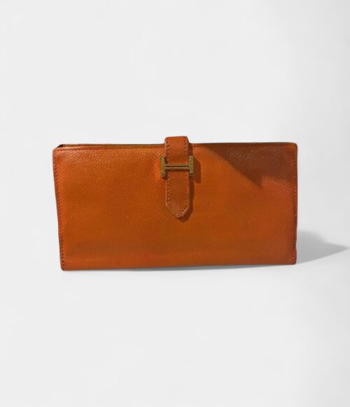 Hermès Béarn Leather Wallet In Orange Blend Of Elegance And Functionality