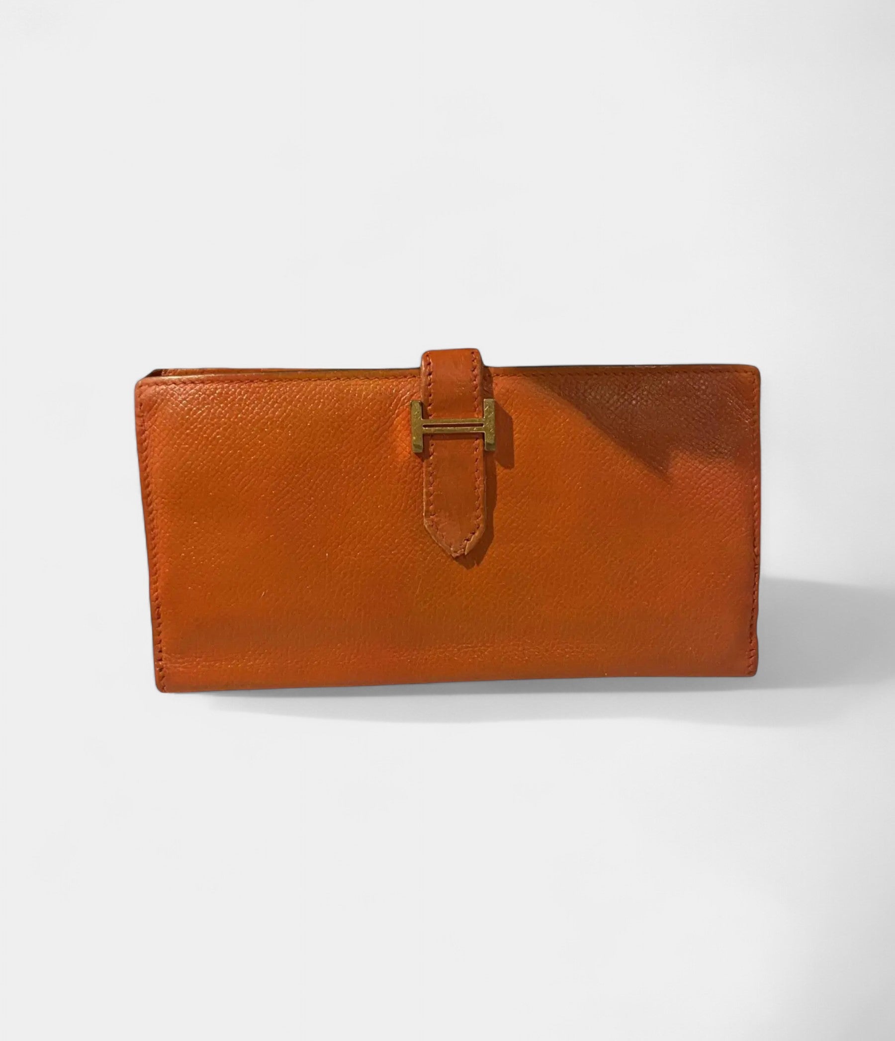 Hermès Béarn Leather Wallet In Orange Vibrant Statement