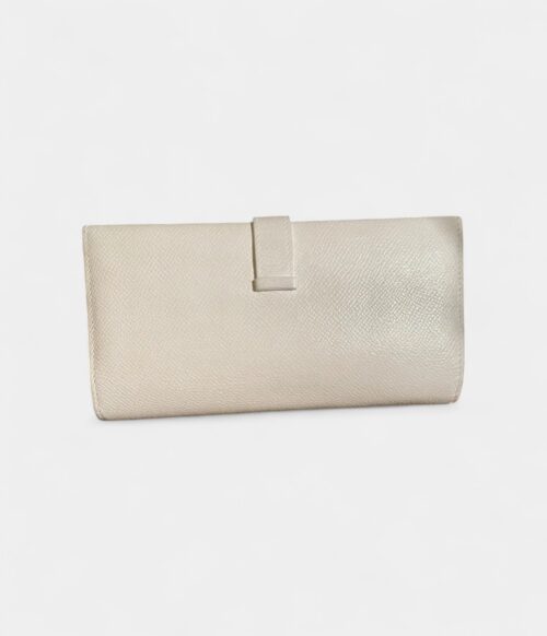 Hermès Béarn Leather Wallet In White Timeless Statement Of Elegance