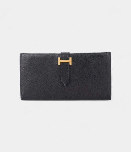 Hermès Béarn Leather Wallet in Black Classic Elegance Every Detail