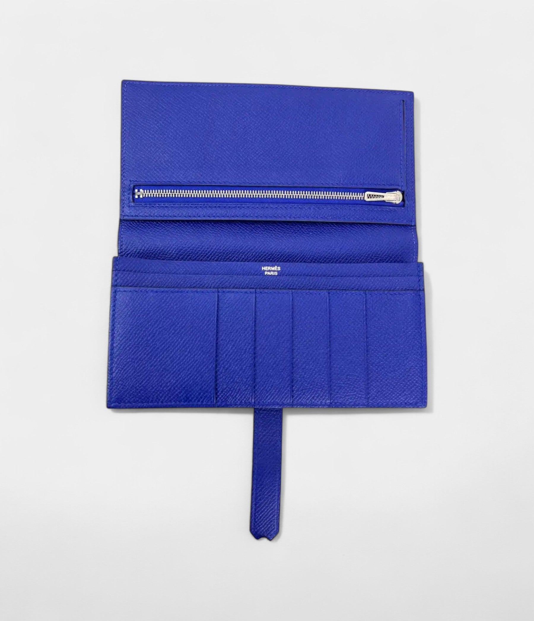 Hermès Béarn Leather Wallet in Blue Classic Craftsmanship with a Cool Edge