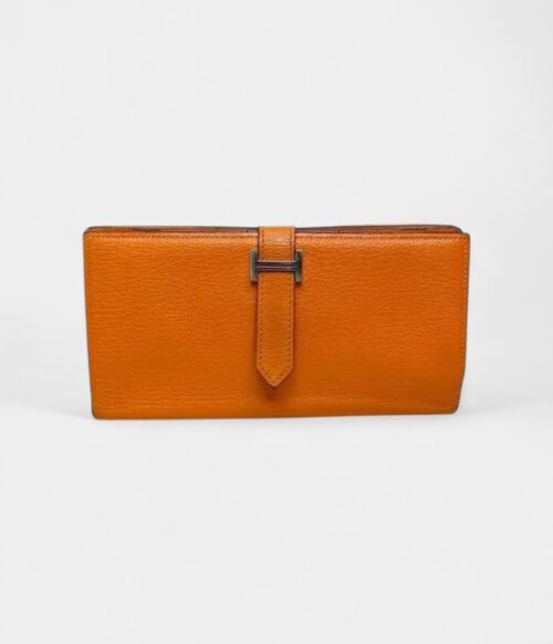 Hermès Béarn Leather Wallet in Orange Bold Heritage Refined Silhouette