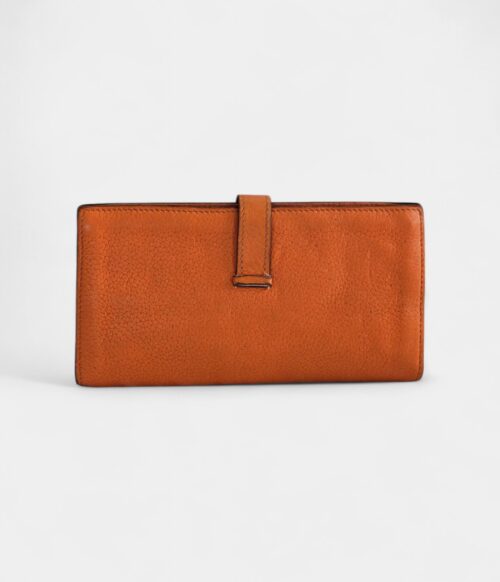 Hermès Béarn Leather Wallet in Orange Iconic Color Timeless Craftsmanship