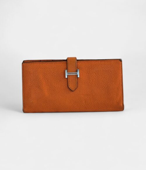Hermès Béarn Leather Wallet in Orange Iconic Color Timeless Craftsmanship