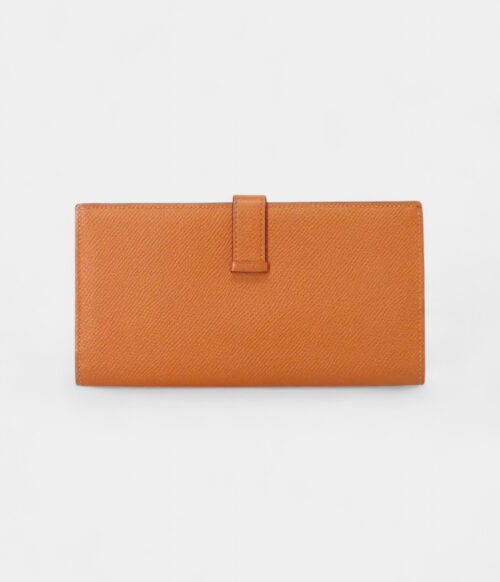 Hermès Béarn Leather Wallet in Orange Signature Style