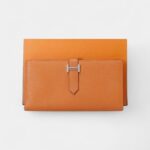Hermès Béarn Leather Wallet in Orange Signature Style