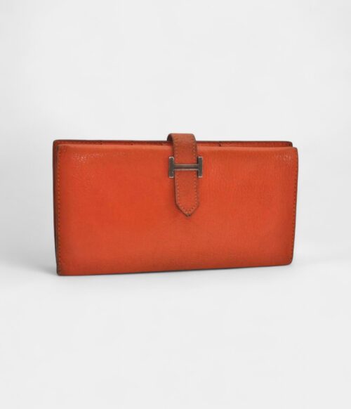 Hermès Béarn Leather Wallet in Orange Vibrant Heritage Iconic Design