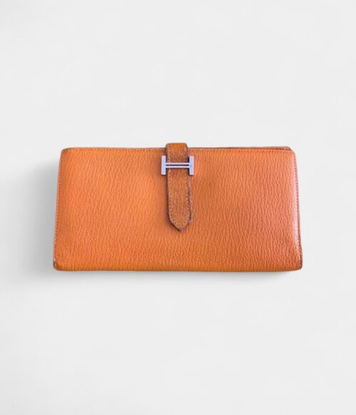 Hermès Béarn Leather Wallet in Orange Vibrant Heritage Timeless Silhouette