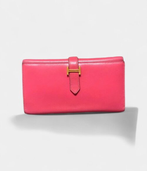 Hermès Béarn Leather Wallet in Pink Soft Luxury Signature Silhouette