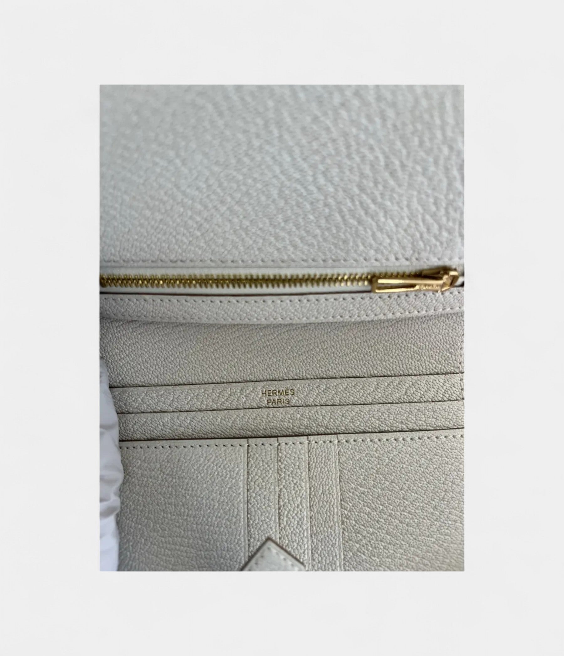 Hermès Béarn Leather Wallet in White Minimalist Luxury Timeless Silhouette