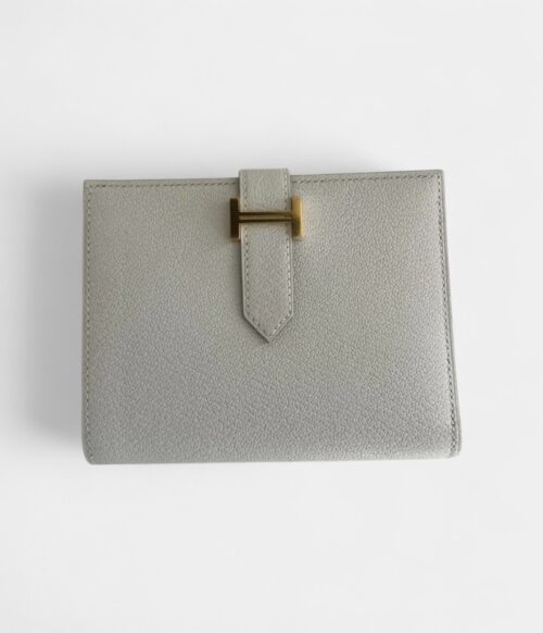 Hermès Béarn Leather Wallet in White Minimalist Luxury Timeless Silhouette