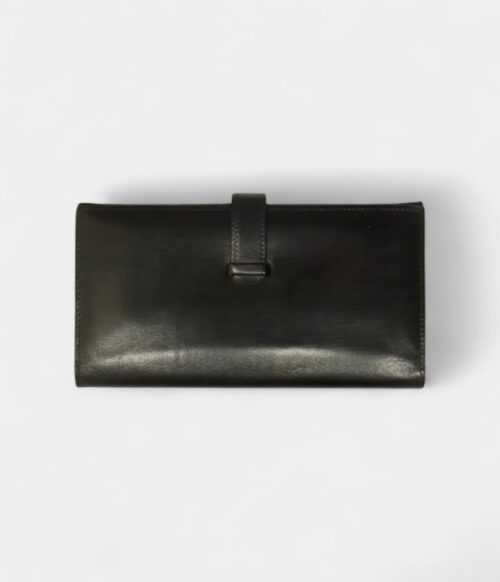 Hermès Béarn Linen and Leather Wallet in Black Textured Elegance with a Modern Edge