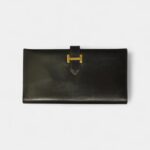 Hermès Béarn Linen and Leather Wallet in Black Textured Elegance with a Modern Edge