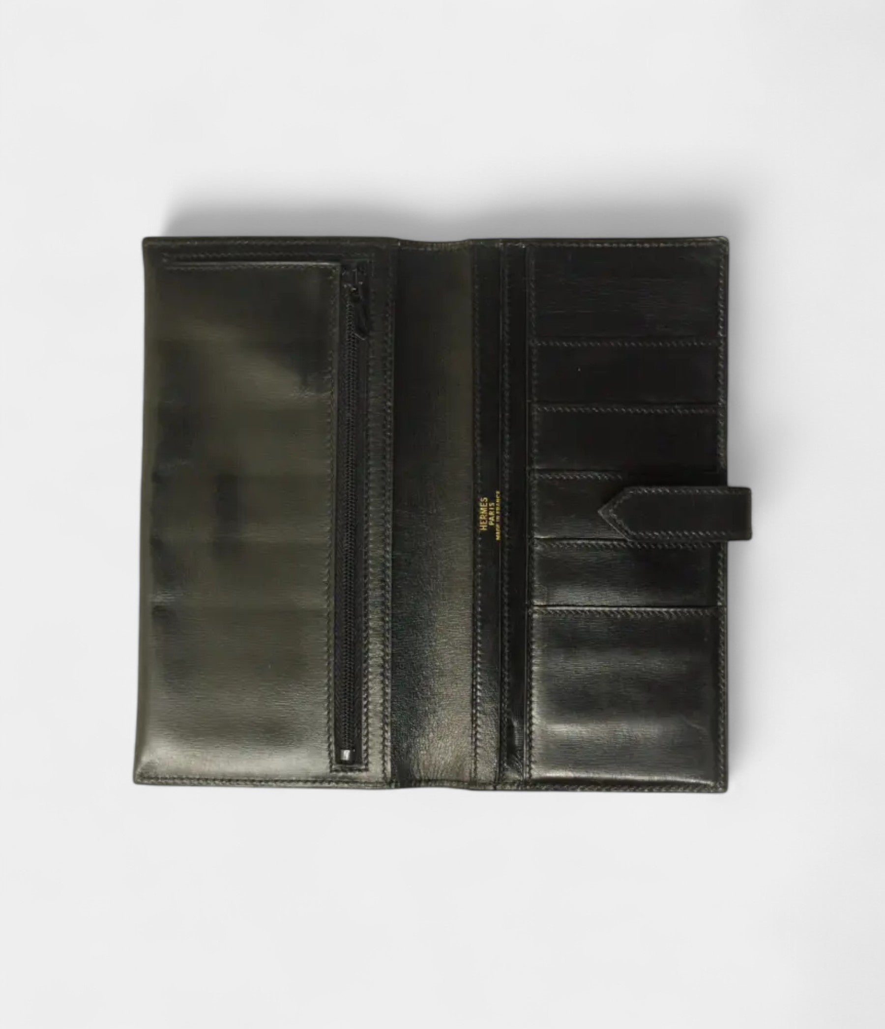Hermès Béarn Linen and Leather Wallet in Black Textured Elegance with a Modern Edge