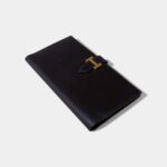 Hermès Béarn Linen and Leather Wallet in Black Textured Elegance with a Modern Edge