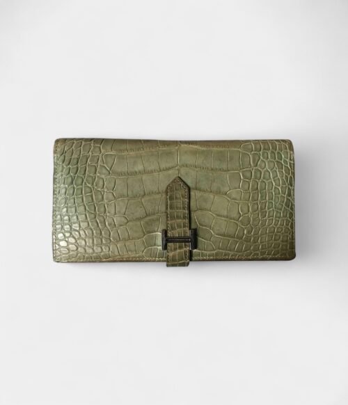 Hermès Béarn Wallet in Green Alligator Leather
