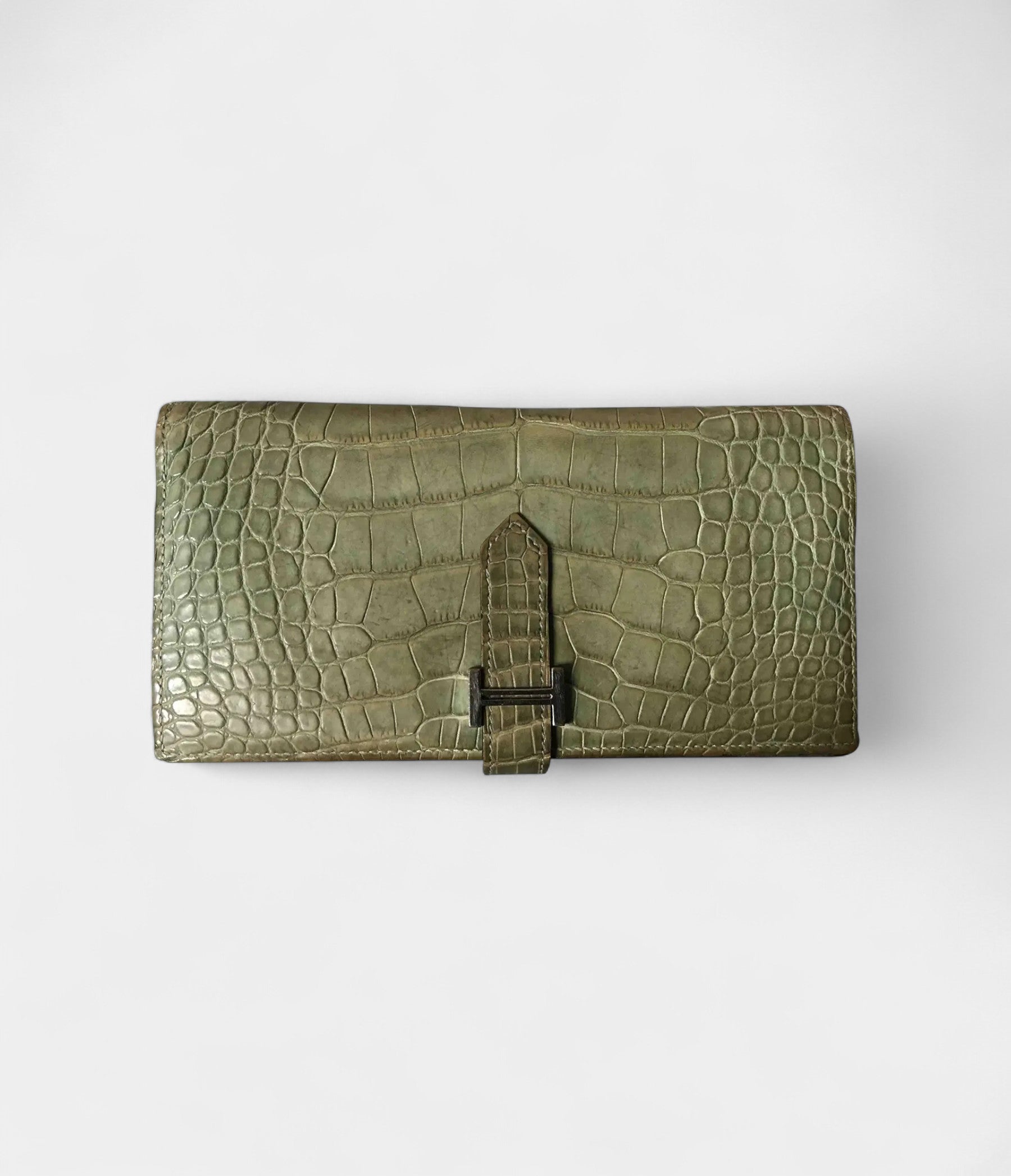 Hermès Béarn Wallet in Green Alligator Leather