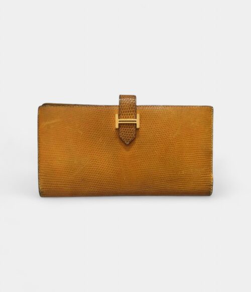 Hermès Béarn Wallet in Orange Lizard Leather