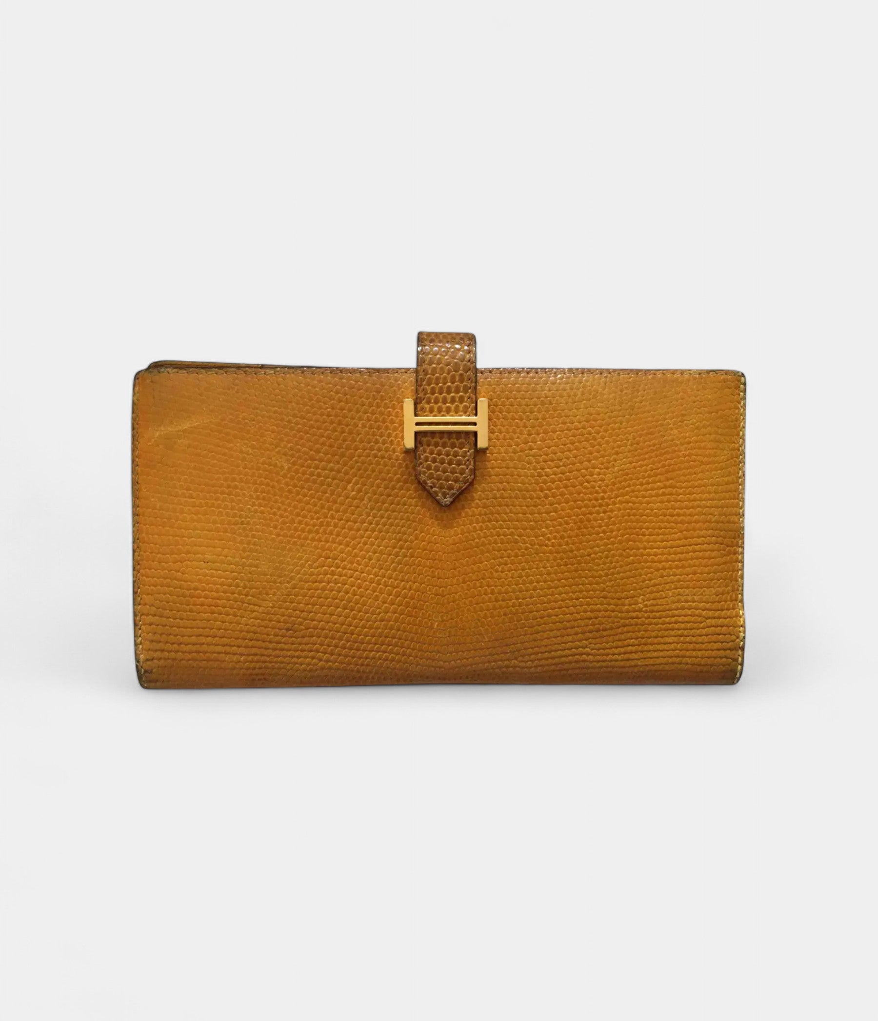 Hermès Béarn Wallet in Orange Lizard Leather