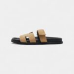 Hermes Beige Suede Chypre Slide Sandals 44 EU