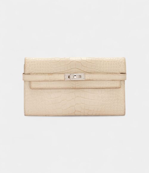 Hermès Beton Matte Alligator Kelly Wallet Palladium Hardware