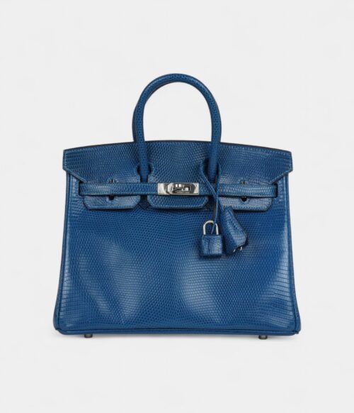 Hermès Birkin 25 Bleu Izmir Varanus Niloticus Lizard Palladium Hardware