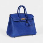 Hermès Birkin 25 Bleu Royal Matte Porosus Crocodile Gold Hardware
