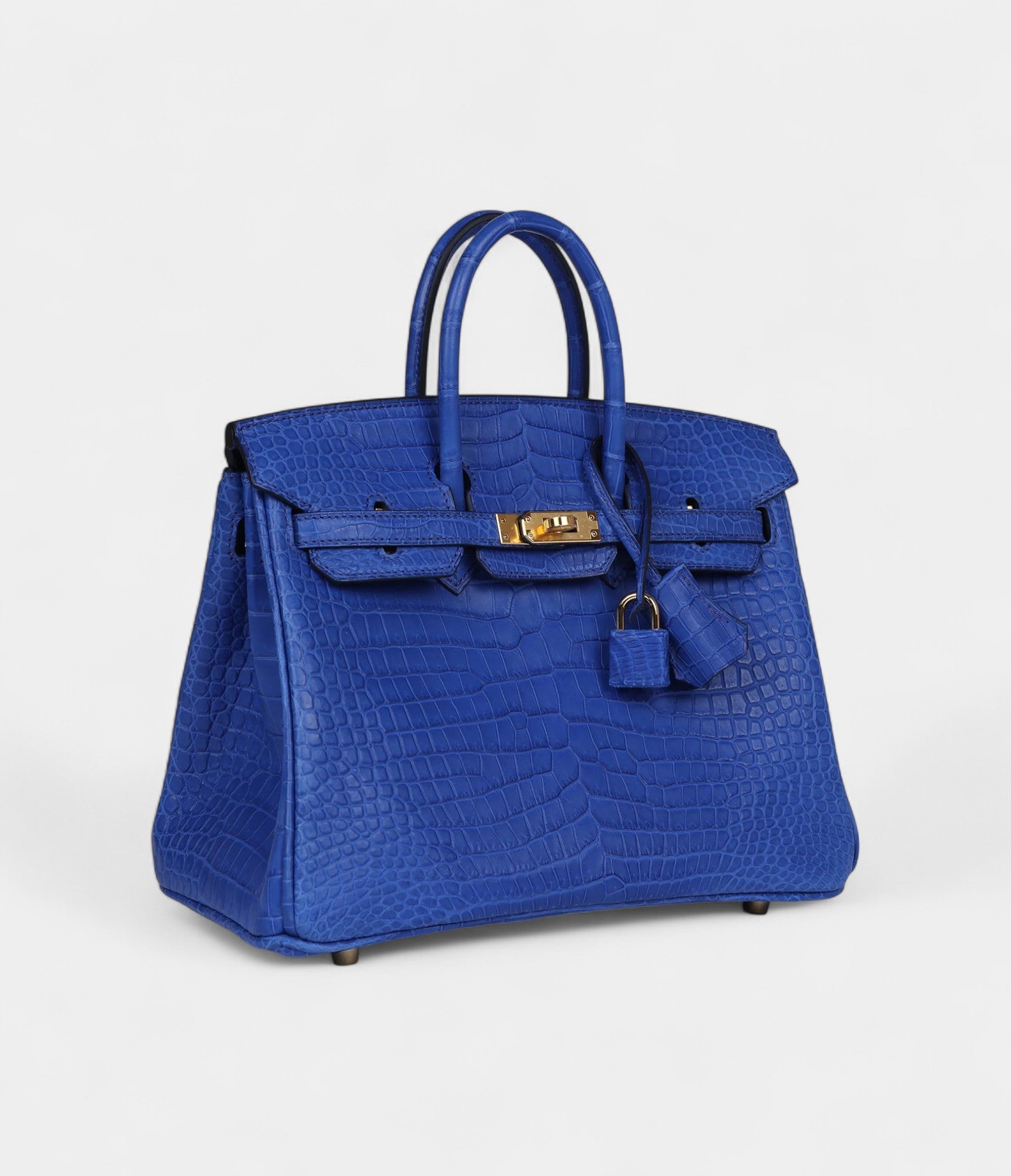 Hermès Birkin 25 Bleu Royal Matte Porosus Crocodile Gold Hardware