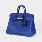 Hermès Birkin 25 Bleu Royal Matte Porosus Crocodile Gold Hardware
