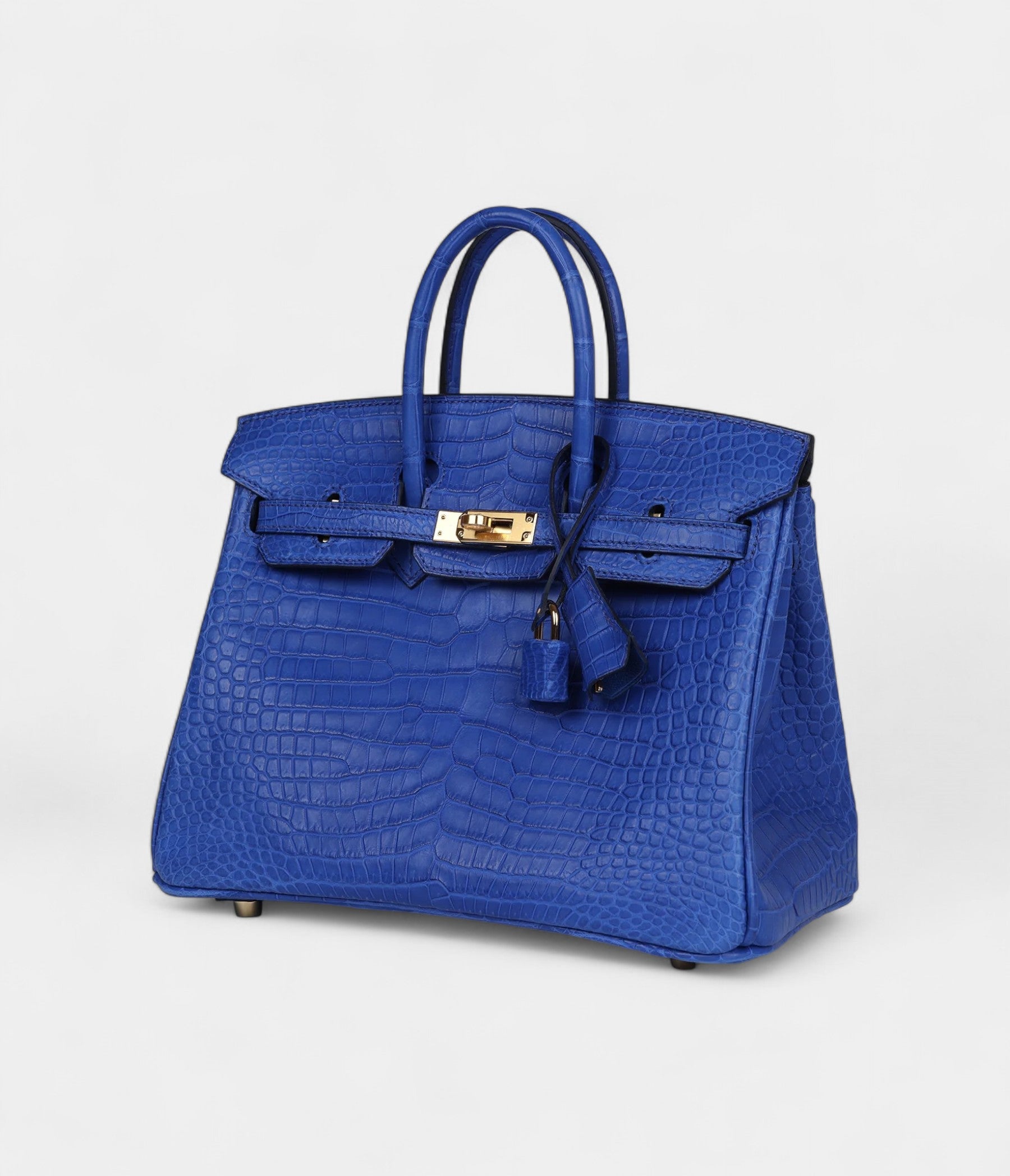 Hermès Birkin 25 Bleu Royal Matte Porosus Crocodile Gold Hardware