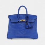 Hermès Birkin 25 Bleu Royal Matte Porosus Crocodile Gold Hardware