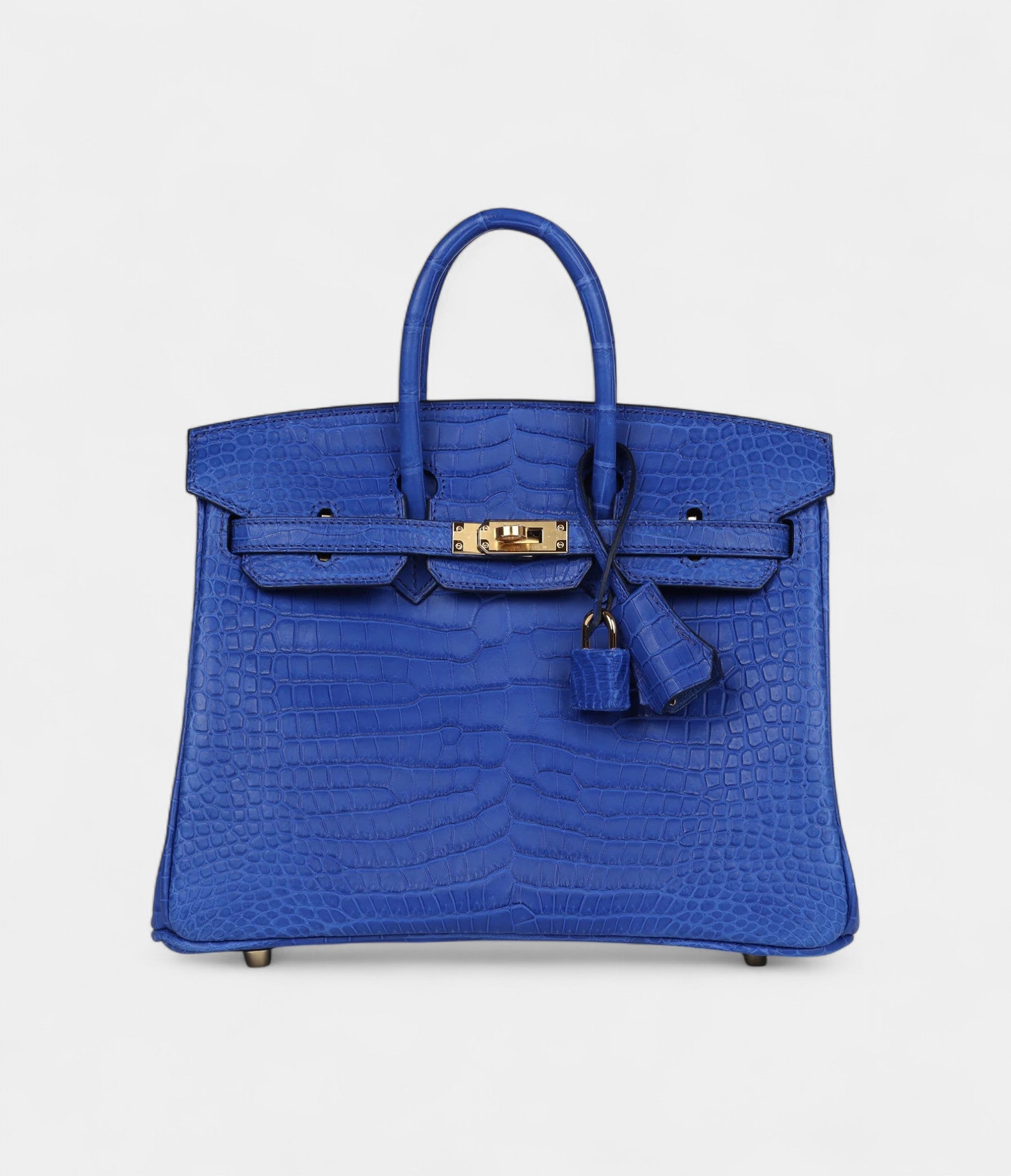 Hermès Birkin 25 Bleu Royal Matte Porosus Crocodile Gold Hardware