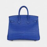 Hermès Birkin 25 Bleu Royal Matte Porosus Crocodile Gold Hardware