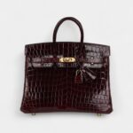 Hermès Birkin 25 Bordeaux Shiny Niloticus Crocodile Gold Hardware