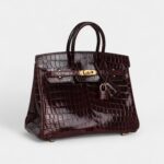 Hermès Birkin 25 Bordeaux Shiny Niloticus Crocodile Gold Hardware