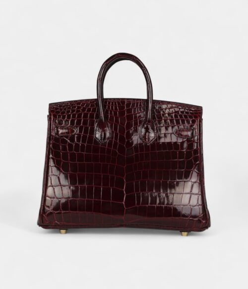 Hermès Birkin 25 Bordeaux Shiny Niloticus Crocodile Gold Hardware