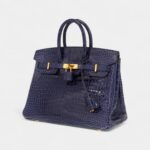Hermès Birkin 25 Cm Handbag In Bleu Encre Porosus Crocodile