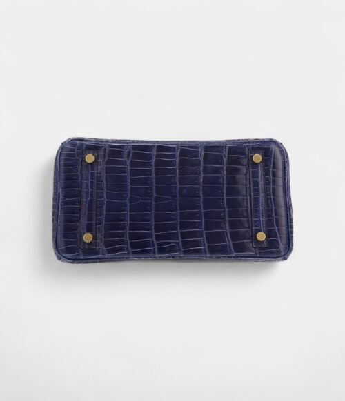 Hermès Birkin 25 Cm Handbag In Bleu Encre Porosus Crocodile